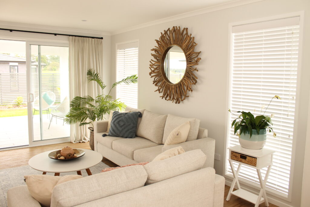 Showhome with James Dunlop Tactility drapes and Weathermaster® Masterwood venetians